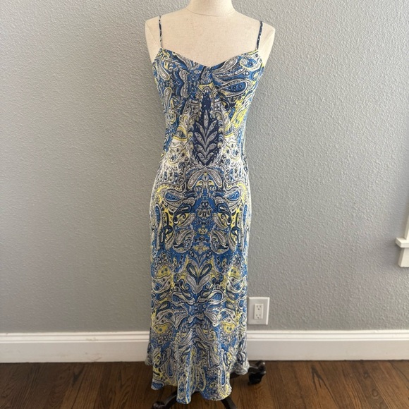 Vince Paisley Print Midi Silk Dress Size XS EUC - Picture 1 of 4